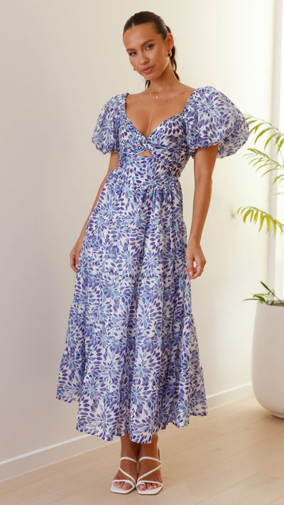 Load image into Gallery viewer, Balthazar Maxi Dress - Blue Floral - Billy J
