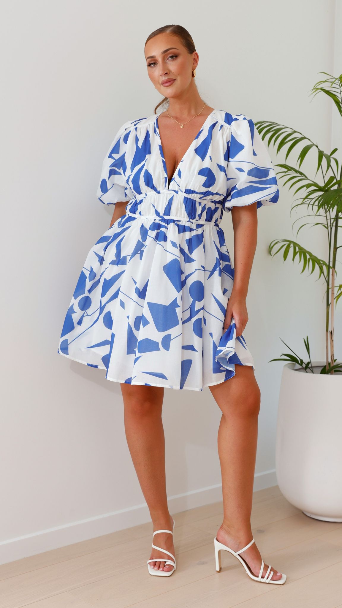 Venice Mini Dress - Blue/White - Billy J