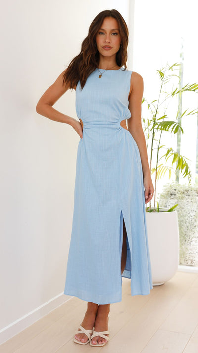 Load image into Gallery viewer, Jamila Midi Dress - Light Blue - Billy J
