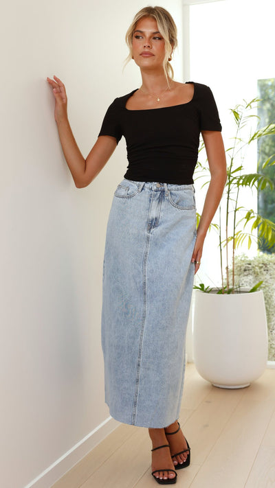 Load image into Gallery viewer, Fabian Denim Maxi Skirt - Light Blue - Billy J
