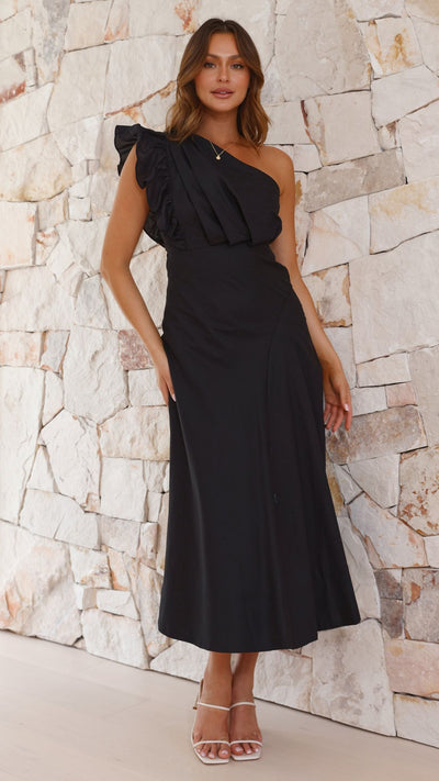 Load image into Gallery viewer, Stassie Midi Dress - Black - Billy J
