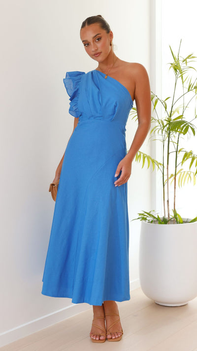 Load image into Gallery viewer, Stassie Midi Dress - Blue - Billy J
