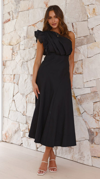 Load image into Gallery viewer, Stassie Midi Dress - Black - Billy J
