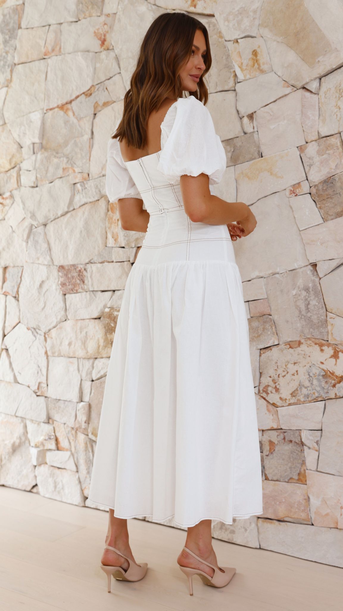 Vivien Top and Maxi Skirt Set - White - Billy J