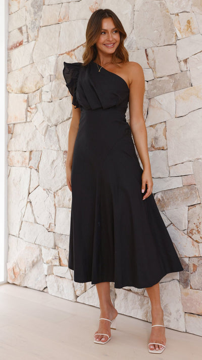 Load image into Gallery viewer, Stassie Midi Dress - Black - Billy J
