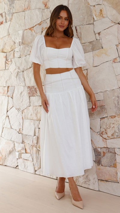 Load image into Gallery viewer, Vivien Top and Maxi Skirt Set - White - Billy J
