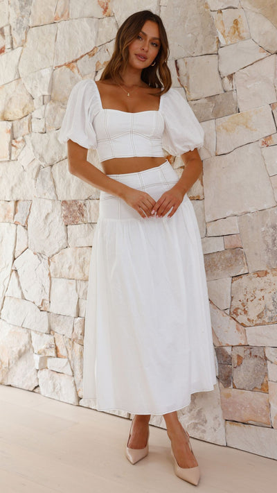 Load image into Gallery viewer, Vivien Top and Maxi Skirt Set - White - Billy J
