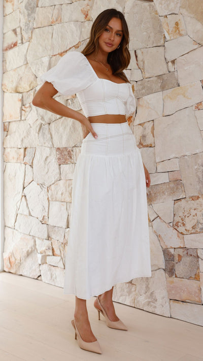 Load image into Gallery viewer, Vivien Top and Maxi Skirt Set - White - Billy J
