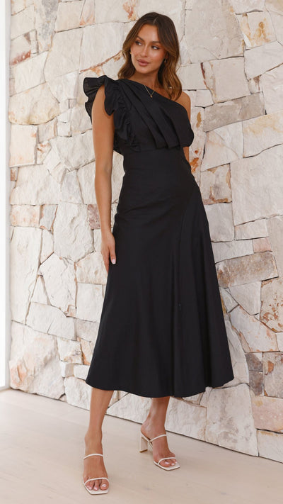 Load image into Gallery viewer, Stassie Midi Dress - Black - Billy J
