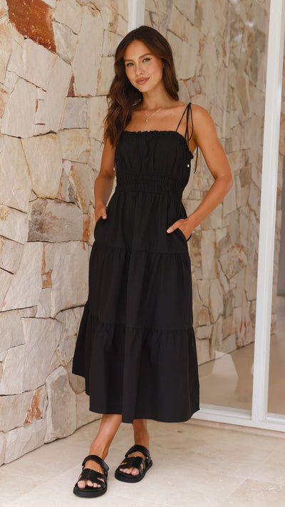 Load image into Gallery viewer, Samaya Midi Dress - Black - Billy J
