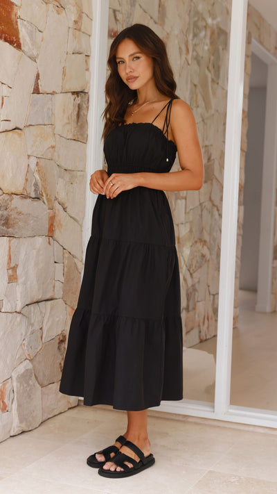 Load image into Gallery viewer, Samaya Midi Dress - Black - Billy J
