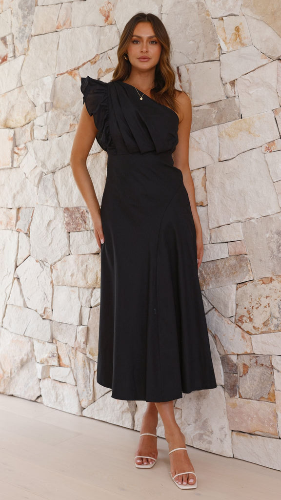 Stassie Midi Dress - Black - Billy J