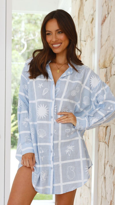 Load image into Gallery viewer, Piper Shirt Dress - Beach Soleil Print - Billy J
