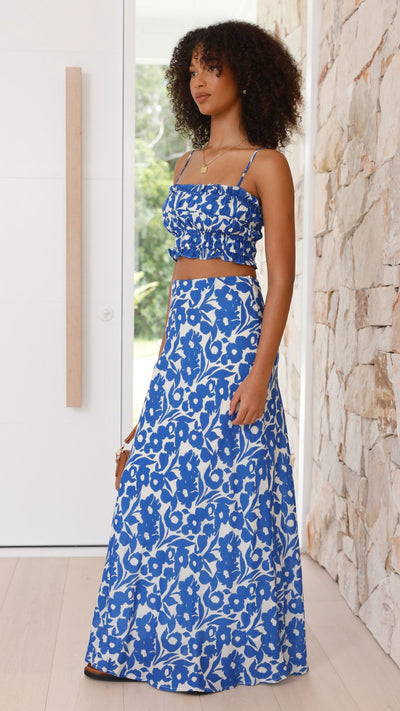 Load image into Gallery viewer, Romma Maxi Skirt - Blue Floral - Billy J
