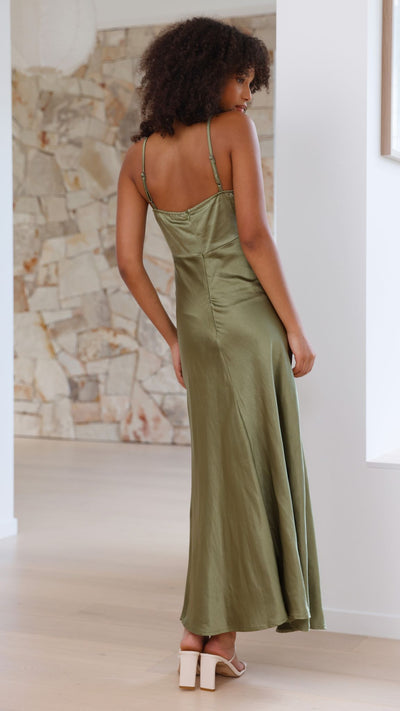 Load image into Gallery viewer, Elsa Midi Dress - Olive - Billy J
