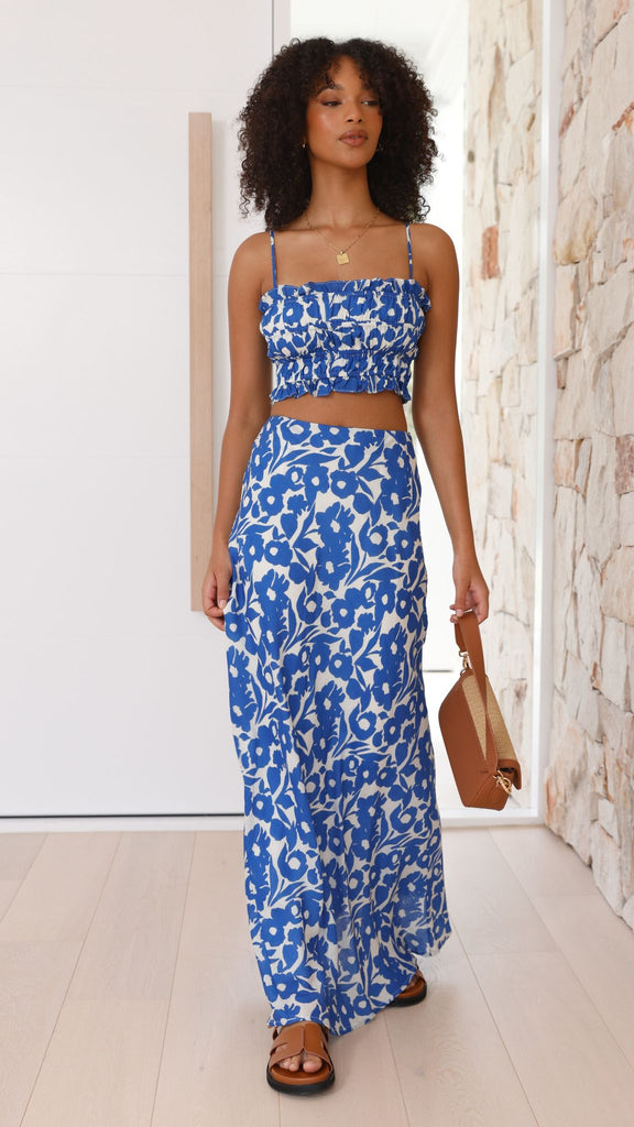 Romma Maxi Skirt - Blue Floral - Billy J