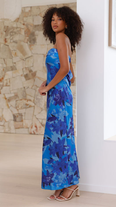 Load image into Gallery viewer, Miya Maxi Dress - Blue Floral - Billy J
