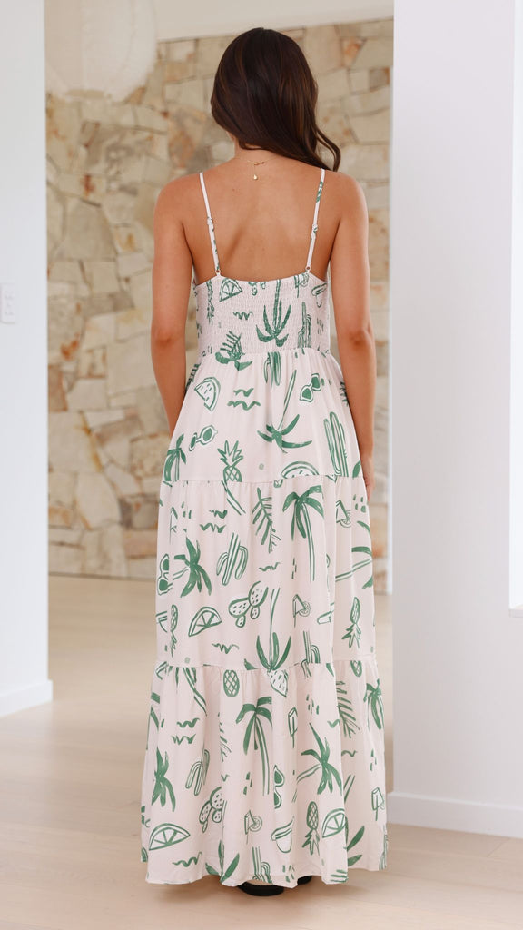 Kyla Maxi Dress - Green Palm - Billy J