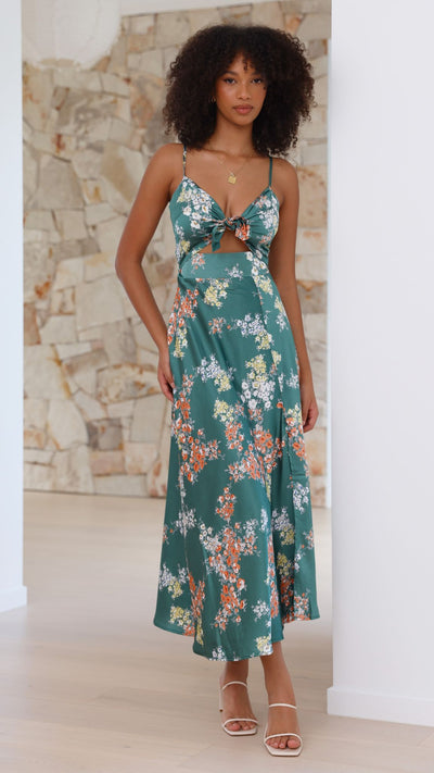 Load image into Gallery viewer, Dreamers Midi Dress - Green Floral - Billy J
