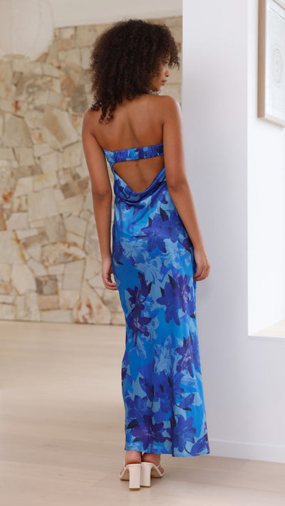 Load image into Gallery viewer, Miya Maxi Dress - Blue Floral - Billy J
