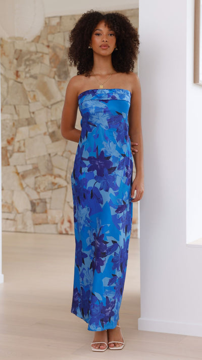 Load image into Gallery viewer, Miya Maxi Dress - Blue Floral - Billy J
