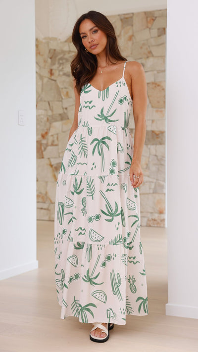 Load image into Gallery viewer, Kyla Maxi Dress - Green Palm - Billy J
