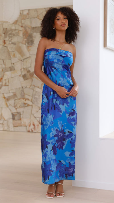 Load image into Gallery viewer, Miya Maxi Dress - Blue Floral - Billy J
