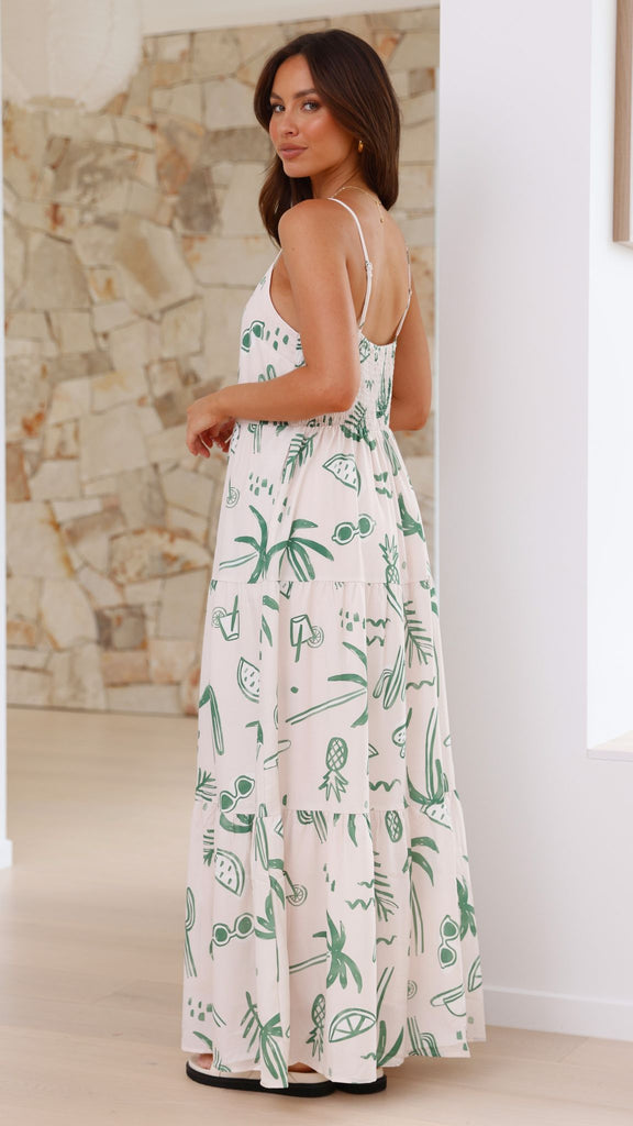 Kyla Maxi Dress - Green Palm - Billy J