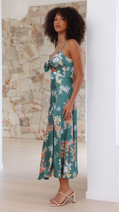 Load image into Gallery viewer, Dreamers Midi Dress - Green Floral - Billy J
