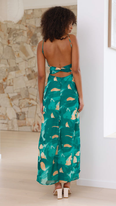 Load image into Gallery viewer, Margie Midi Dress - Green Print - Billy J
