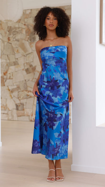 Load image into Gallery viewer, Miya Maxi Dress - Blue Floral - Billy J
