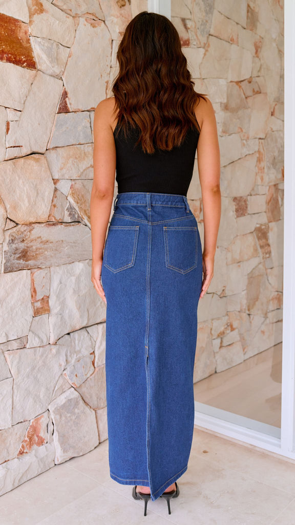 Fiona Denim Maxi Skirt - Indigo - Billy J