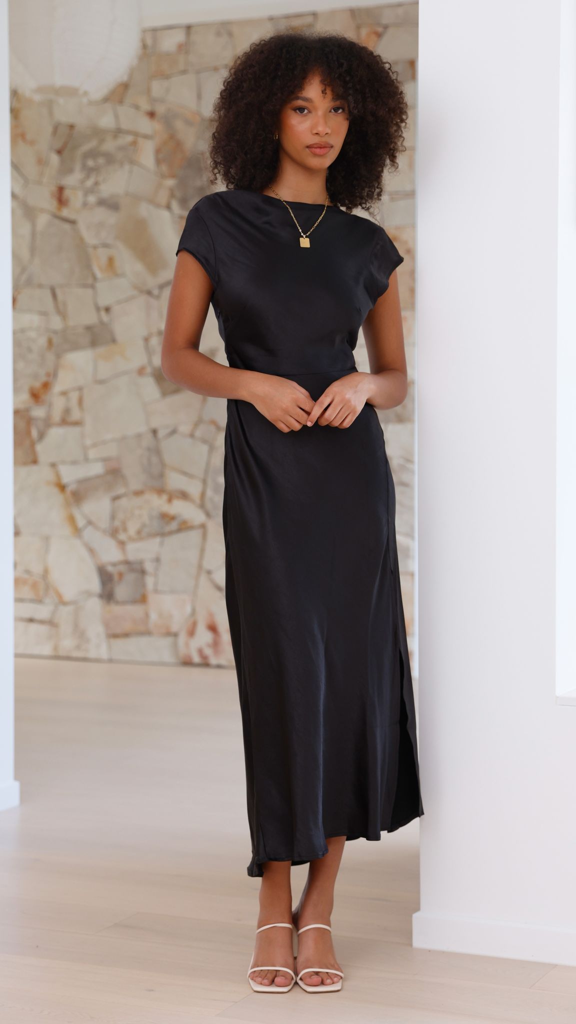 Ivana Midi Dress - Black - Billy J