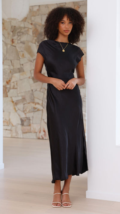 Load image into Gallery viewer, Ivana Midi Dress - Black - Billy J
