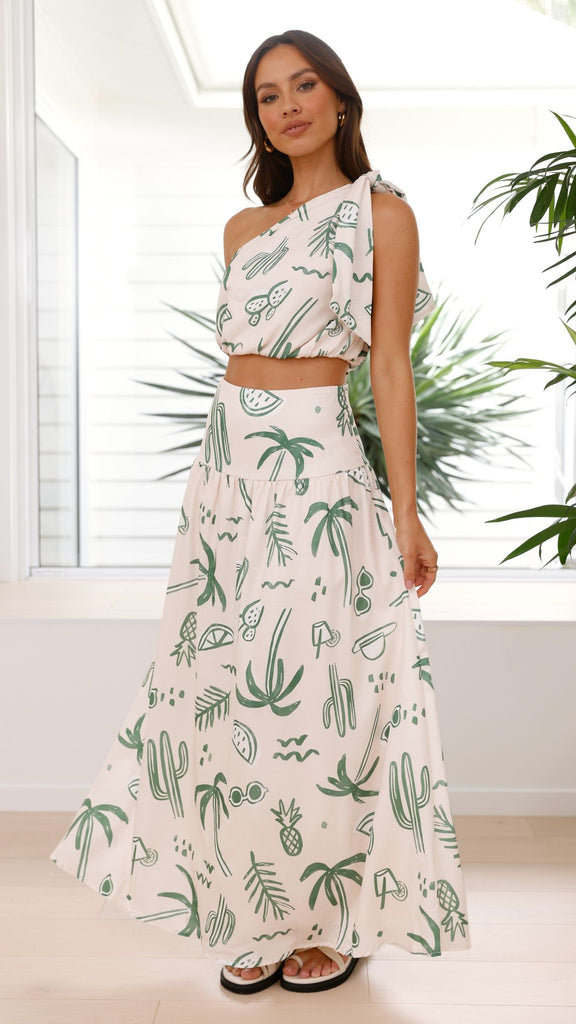 Jamaine Maxi Skirt - Green Palm - Billy J