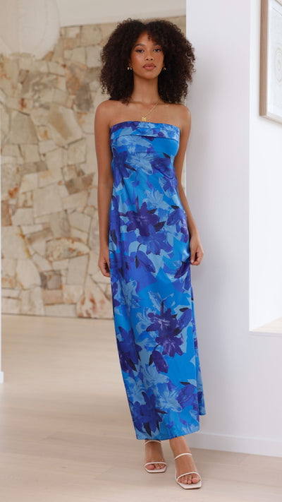 Load image into Gallery viewer, Miya Maxi Dress - Blue Floral - Billy J
