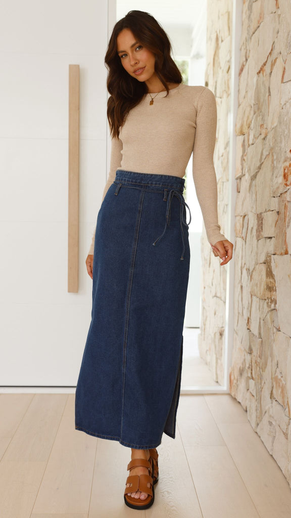 Kahlilia Maxi Skirt - Mid Blue Denim - Billy J