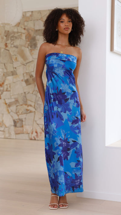 Load image into Gallery viewer, Miya Maxi Dress - Blue Floral - Billy J
