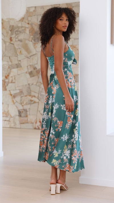 Load image into Gallery viewer, Dreamers Midi Dress - Green Floral - Billy J
