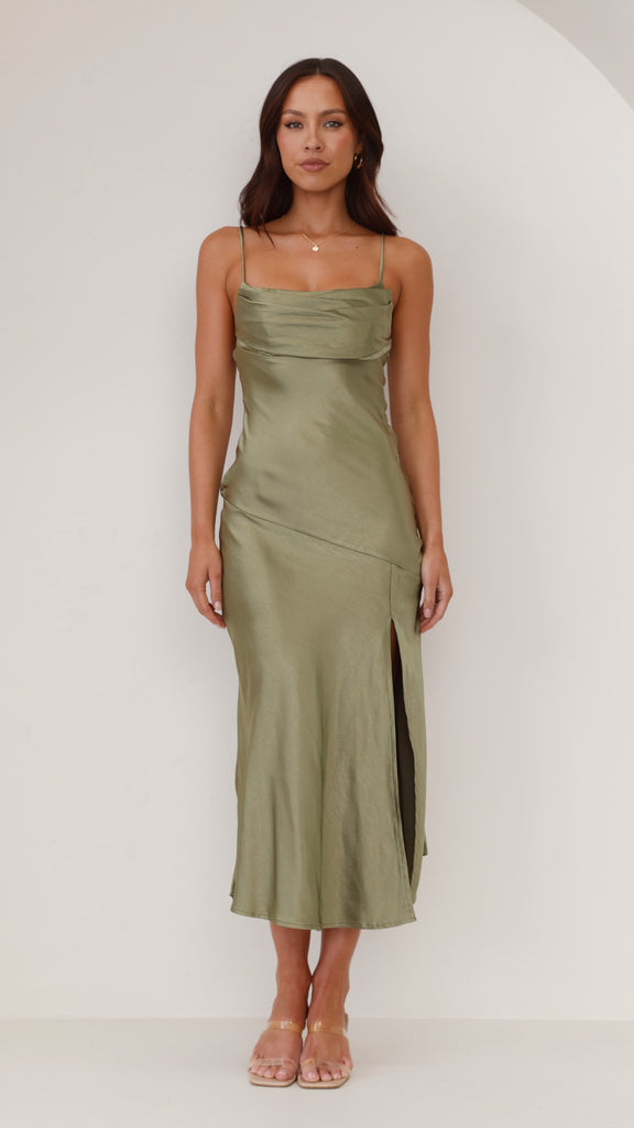 Celina Midi Dress - Olive - Billy J