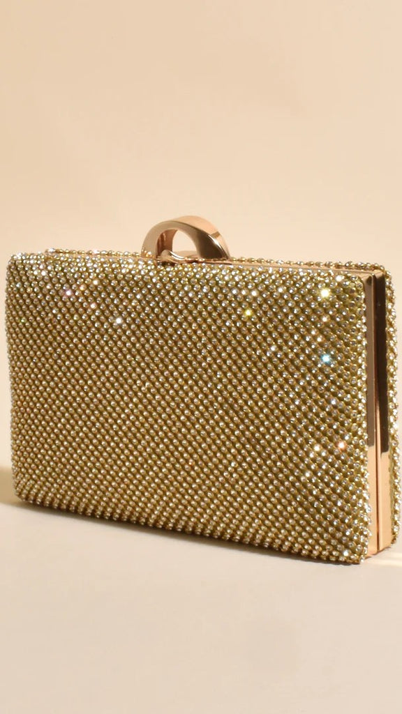 Mariah Diamante Structured Clutch - Gold - Billy J