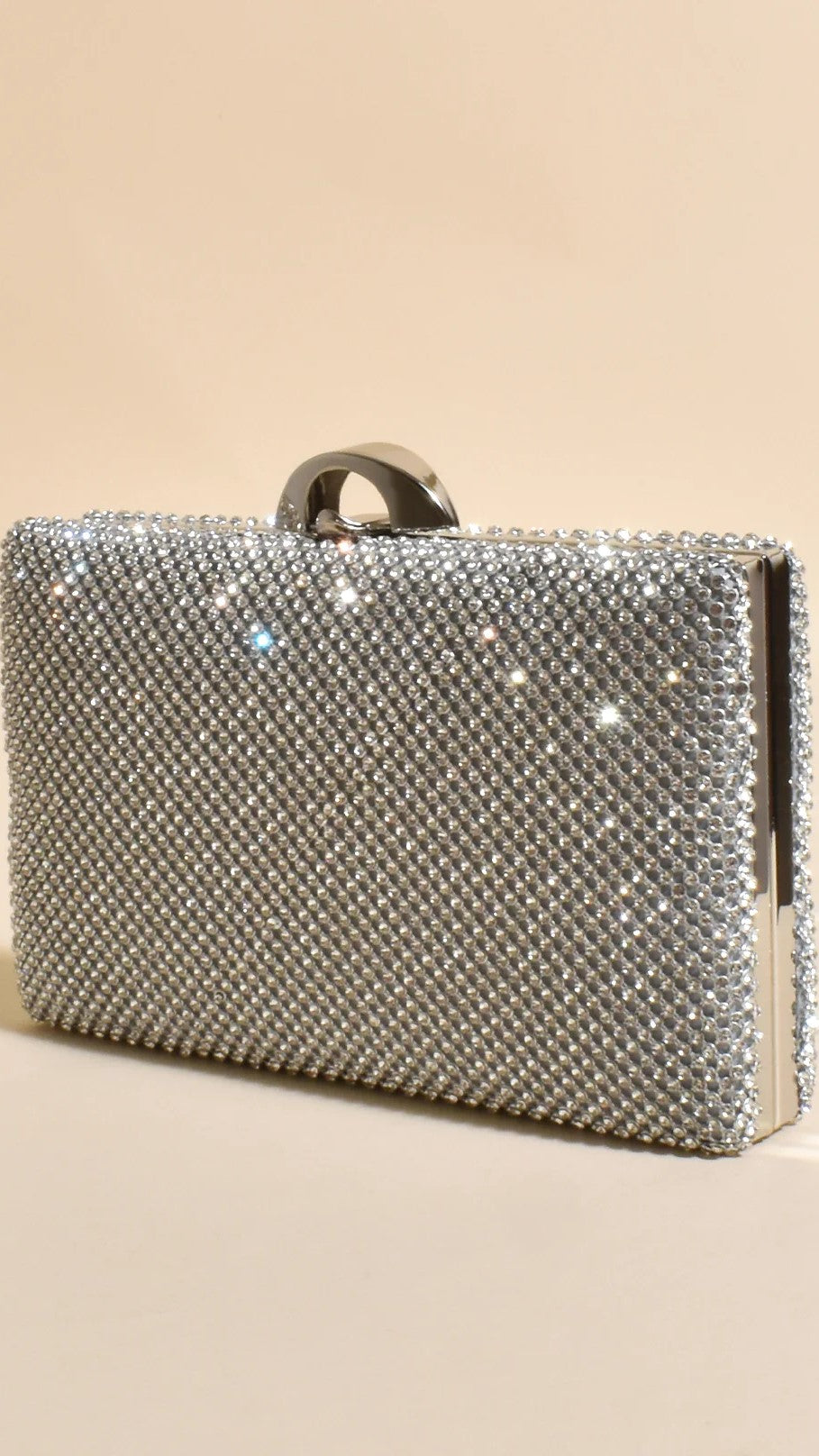 Mariah Diamante Structured Clutch - Silver - Billy J