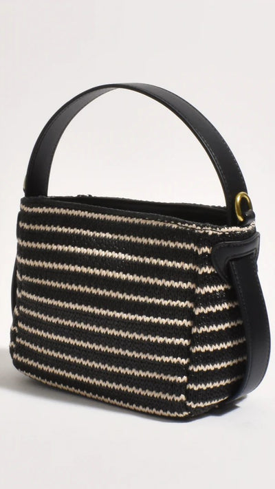 Load image into Gallery viewer, Lottie Woven Mini Handbag - Black/Natural - Billy J
