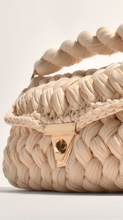 Load image into Gallery viewer, Annabel Chunky Plaited Handbag - Cream - Billy J
