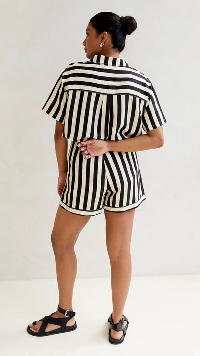 Load image into Gallery viewer, Essie Shirt - Black/Beige Stripe - Billy J
