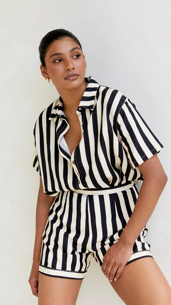 Essie Shirt - Black/Beige Stripe - Billy J