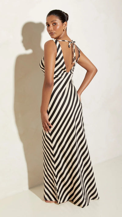 Load image into Gallery viewer, Ellery Maxi Dress - Black/Beige Stripe - Billy J
