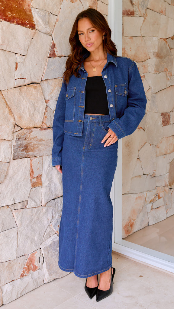 Fiona Denim Maxi Skirt - Indigo - Billy J