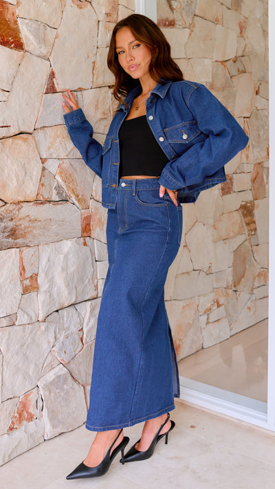 Load image into Gallery viewer, Fiona Denim Maxi Skirt - Indigo - Billy J
