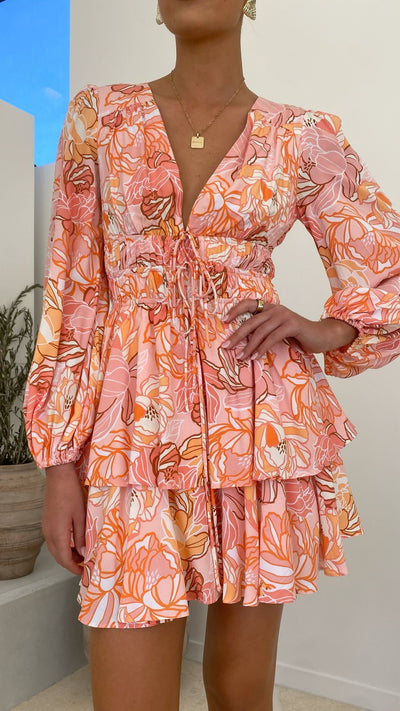 Load image into Gallery viewer, Umi Mini Dress - Pink/Orange Floral - Billy J
